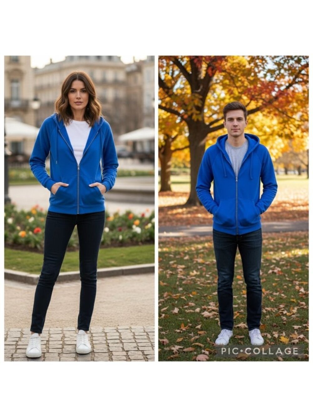 Vince unisex Royal Blue zip up Hoodie 100% cotton